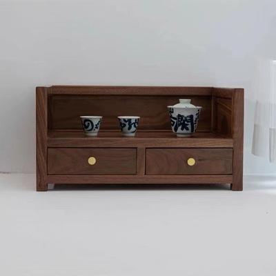 [A generation of fat]Black Walnut Storage cabinet Tea Book Makeup Storage cabinet Cupboard Tearoom Lockers