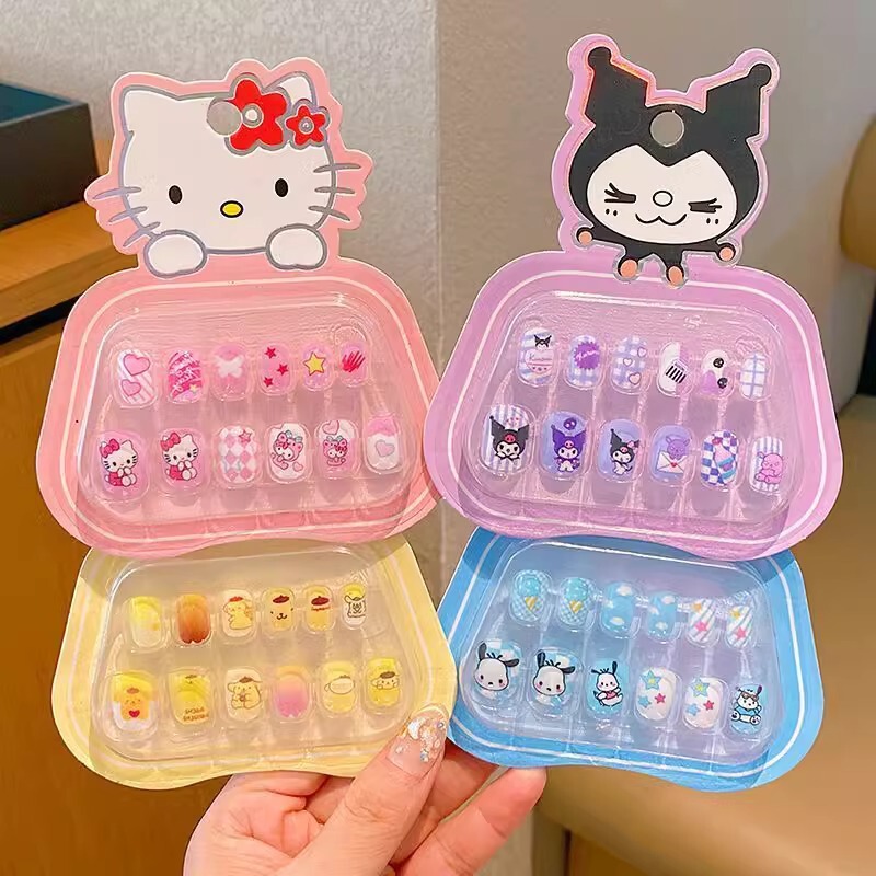 Sanrio Children's Nail Stickers for Girls, Cute and Fun Nail Art, Student Nail Pieces, Girls' Nail Stickers, Kids' Wearable Nails