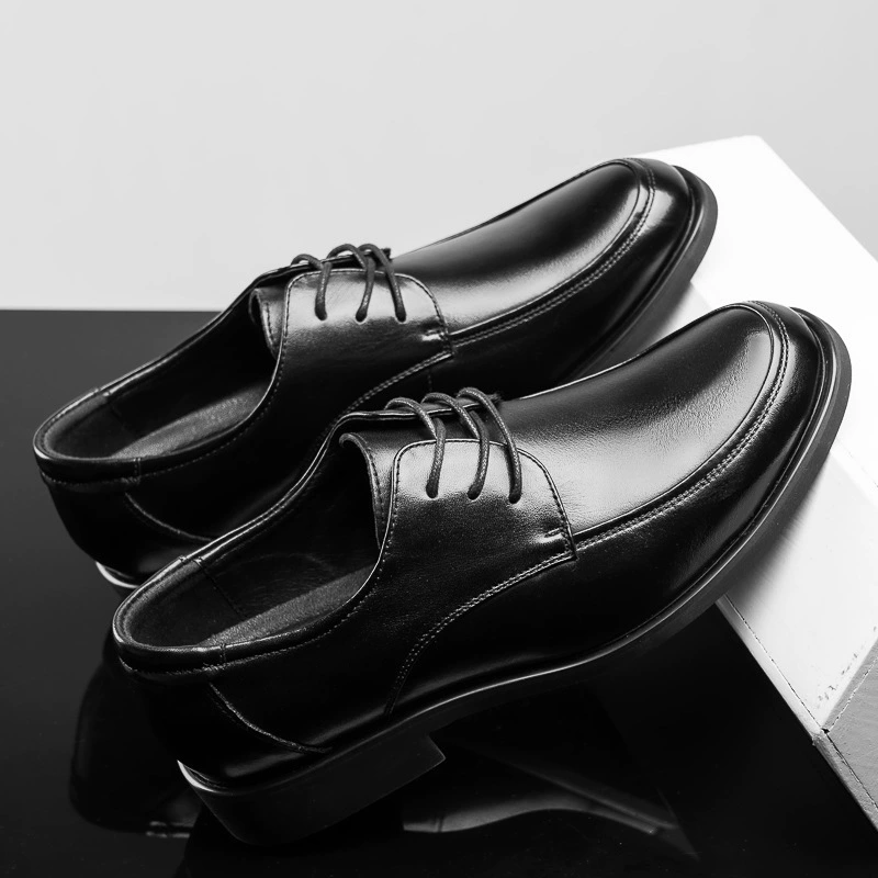 Деловая кожаная обувь из воловьей кожи с верхним слоем, Мужская Повседневная дышащая мужская обувь, обувь для пап среднего и старого возраста, кожаная мягкая подошва оптом