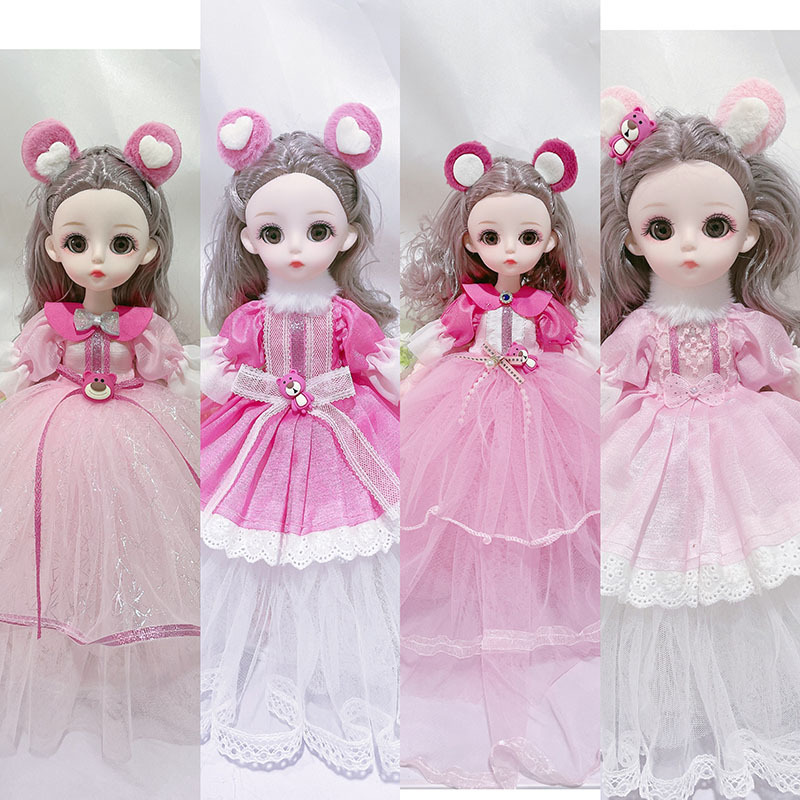 32cm Girl Play House Kidsren's Toy Artificial Princess Barbie Doll Strawberry Bear Children's Day Kindergarten Gift