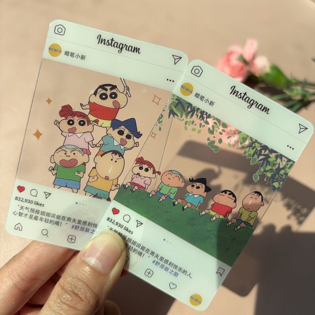Tarjeta transparente acrílica personalización animación dibujos animados estrella periférica ins foto totalmente transparente diy tarjeta pequeña con imagen de doble cara