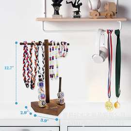 跨境木质冠军奖牌戒指展示架木制棒球垒球戒指支架桌面手链饰品架