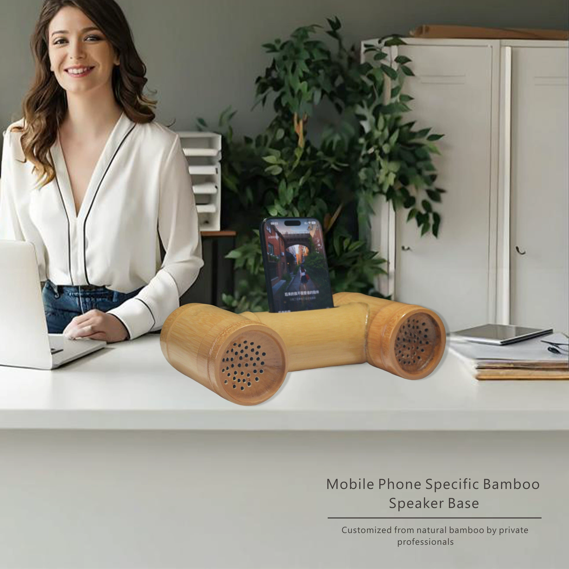 Бамбуковый держатель для телефона с аудиоусилителем для iPhone, креативный подарок, индивидуальный дизайн, кросс-граничная торговля