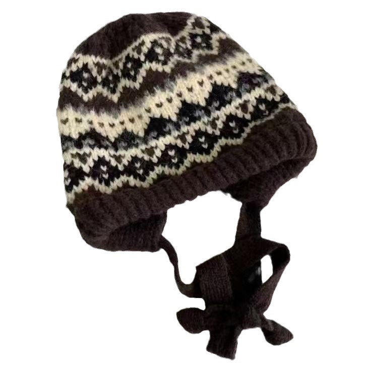 Uusi kaksikäyttöinen laukkuhattu, retrotyylinen lämmin kalastajan neulottu korvasuoja, etninen hattu hihnoilla, lankakasahattu_voghion.com