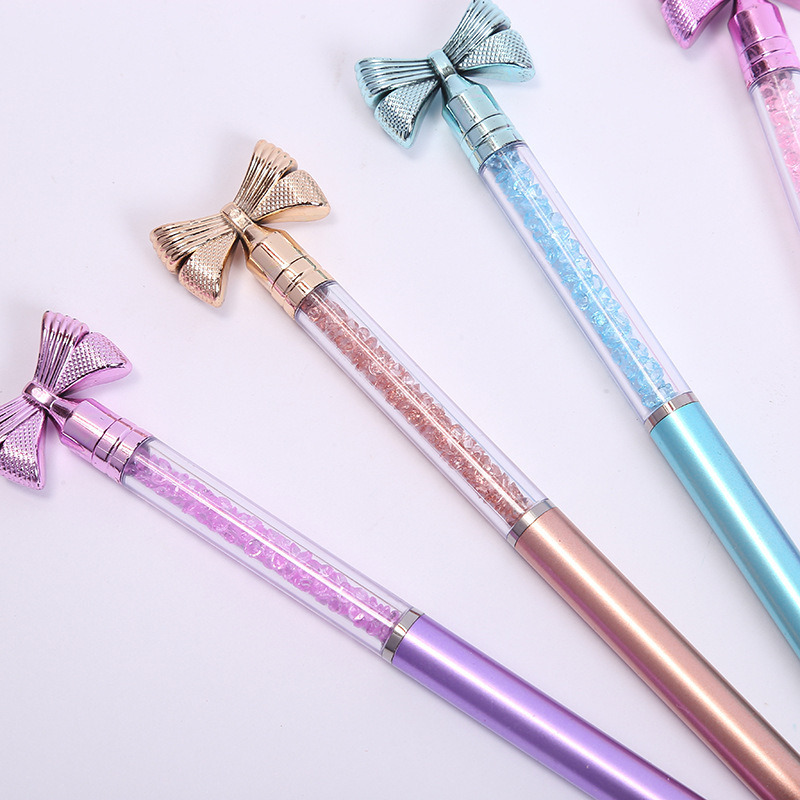 Bolígrafo de aceite medio azul giratorio, arenas movedizas de cristal, bolígrafo de piedras preciosas, bolígrafo aceitoso brillante