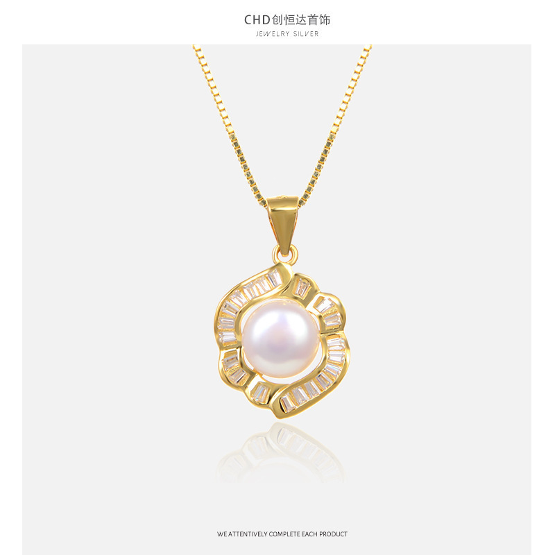 925 flores de plata esterlina colgante de perlas para mujeres europeas y americanas ins estilo simple temperamento ligero de lujo colgante de plata nicho cadena de clavícula