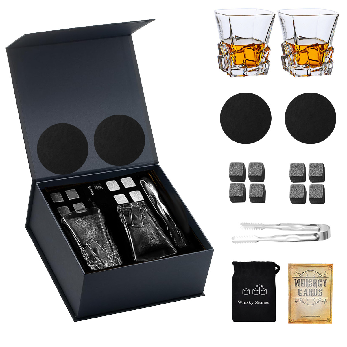 *브릭컵 2컵 8스톤 위스키 블랙 선물박스 15개 세트