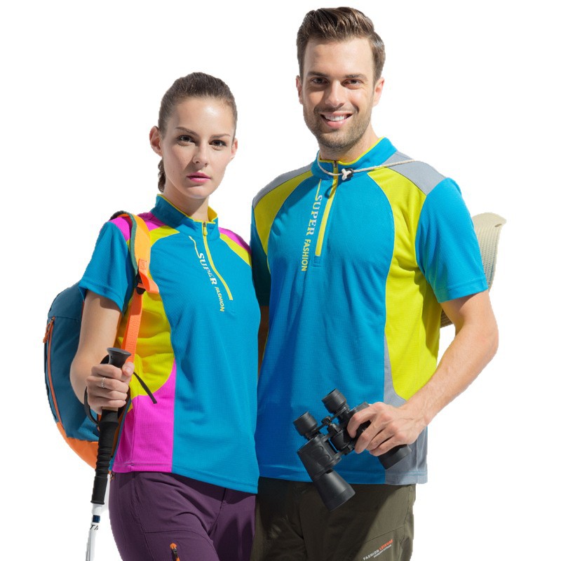 Ropa de secado rápido de verano para hombres y mujeres de manga corta al aire libre delgada transpiración de secado rápido chaqueta deportiva de manga corta protector solar camiseta de senderismo