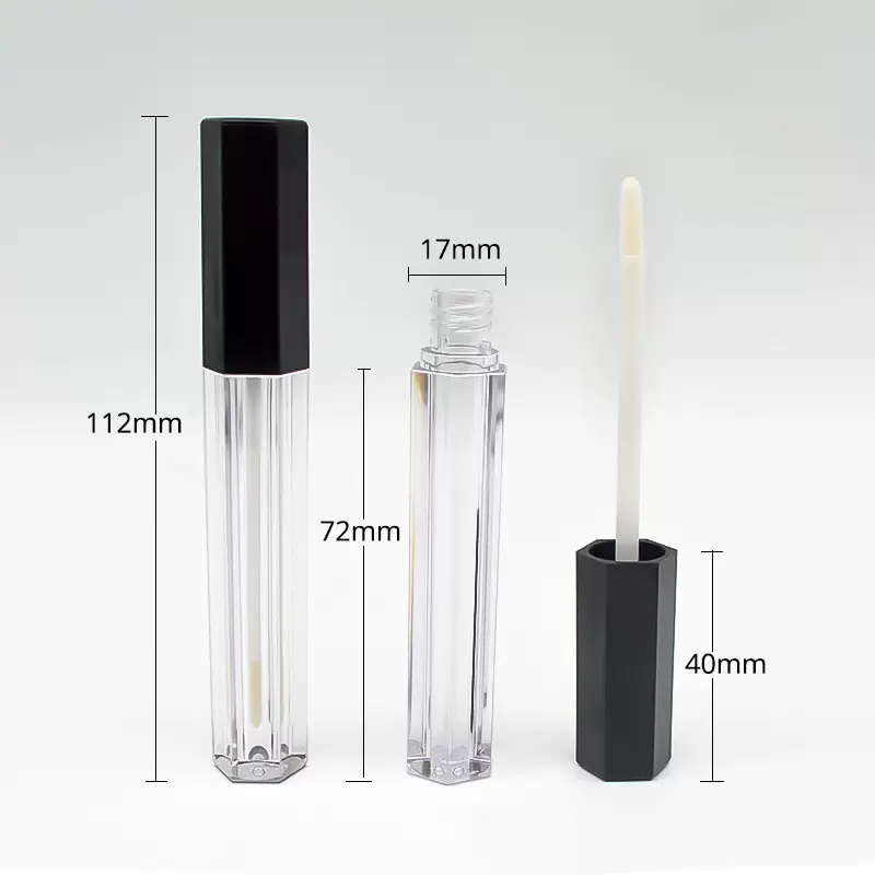 新款注塑六边形透明唇彩管 2ml唇彩唇釉分装瓶睫毛眼线液空管包材