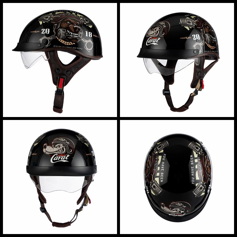Electric Motorcycle Helmet Retro Half Helmet 3C Certified Fashionable Stylish Summer Sun Protection Cycling Scoop Helmet Factory Direct Sale