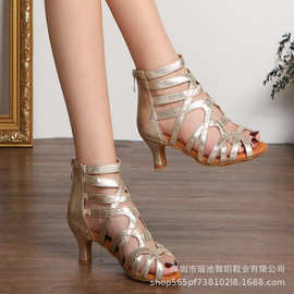 国际外贸热销款女式鱼嘴短靴salsa拉丁恰恰伦巴现代爵士舞Bachata