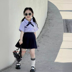 韓國童裝女童JK制服學院風領結襯衣半身裙校服園服班服兩件套套裙