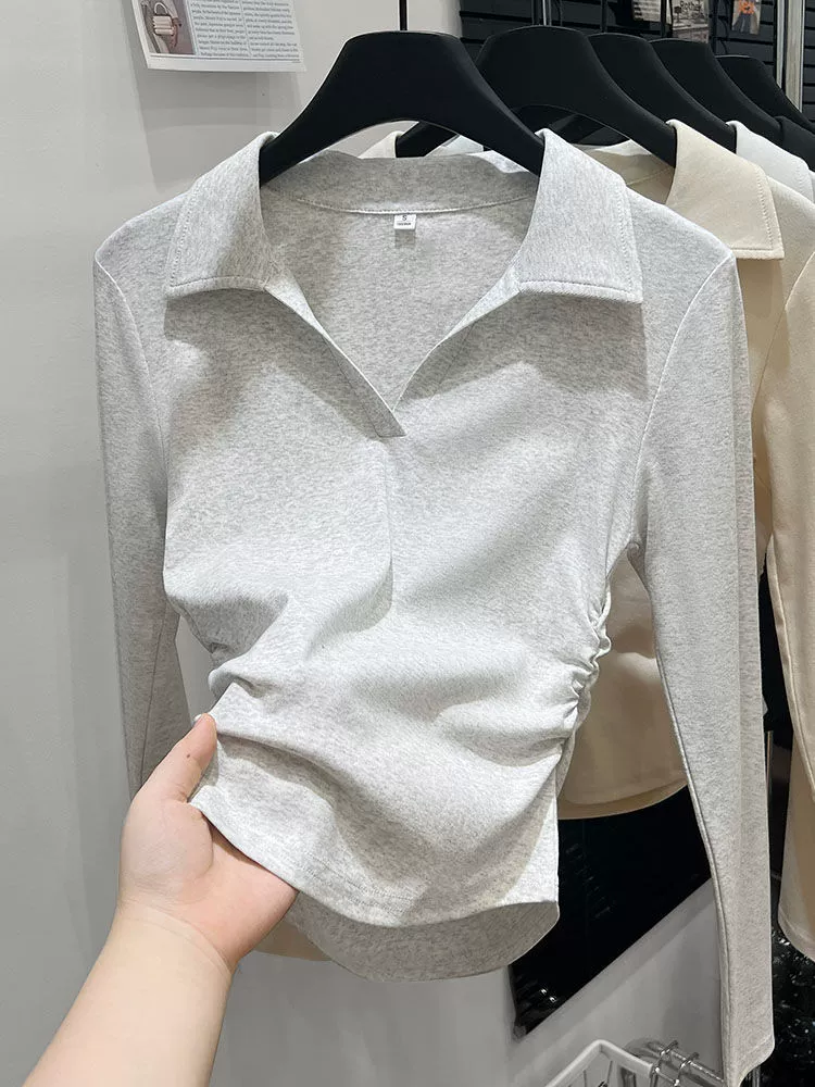 Фабрика источника не возвращает [40 палок 1*1 92 хлопка 8 спандекс] осень Polo воротник с талией дизайн с длинными рукавами