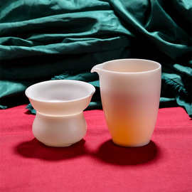素烧羊脂玉瓷公道杯泡茶分茶器日式茶具海茶道配件过滤分茶碗公杯