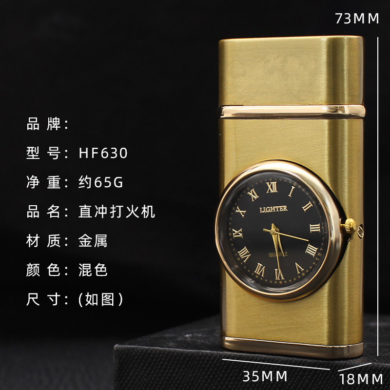 HF630 creativo doble interruptor de fuego reloj inflable recto encendedor de metal multifunción a prueba de aire encendedor al por mayor