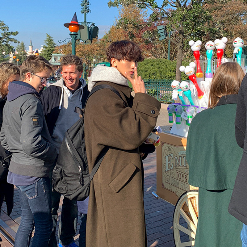 MYQ invierno Nuevo abrigo de lana de los hombres de estilo Coreano de media longitud gabardina abrigo de moda engrosada suelta top