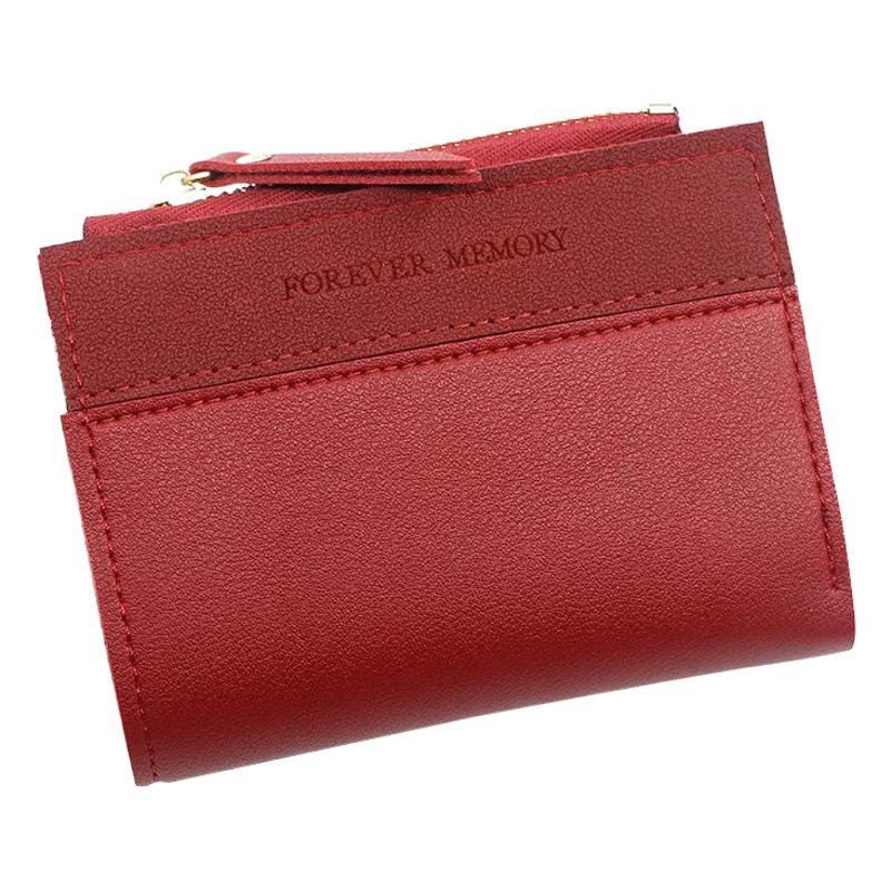 Nueva cartera corta de moda para mujer, cartera corta de cuero de color contrastante con cremallera y borla, múltiples ranuras para tarjetas, monedero, tarjetero, bolsa para monedas