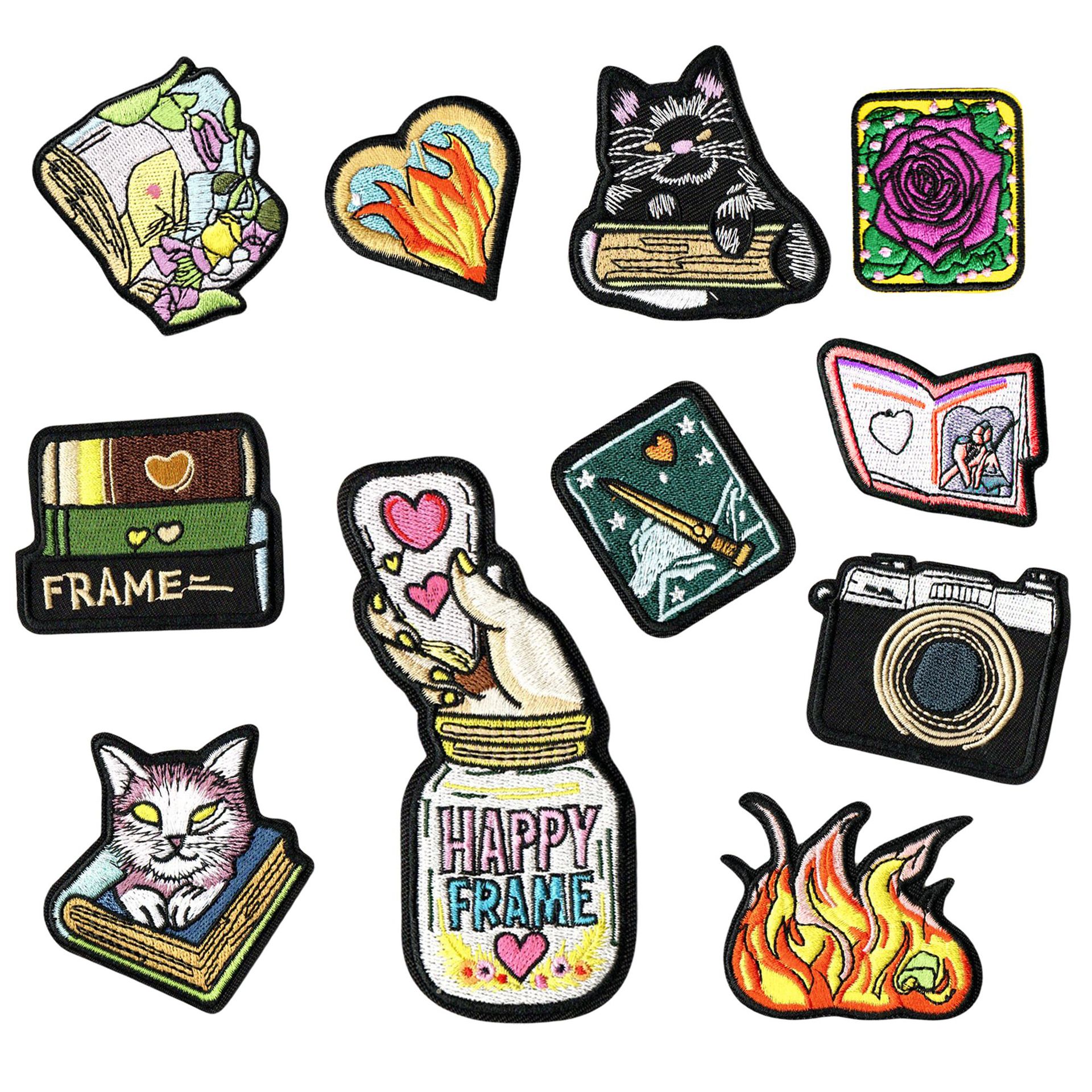 국경 간 인기 판매 컴퓨터 자수 만화 귀여운 고양이 천 스티커 diy 가방 의류 액세서리 패치 스티커 다림질 스티커