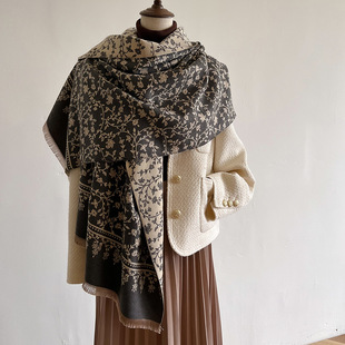 2023 New Flower Vine color matching cashmere scarf shawl fashion all-match warm scarf live popular shawl for women