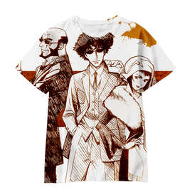 动漫卡通系列欧美新款个性星际牛仔跨境数码印花圆领短袖厂家直售