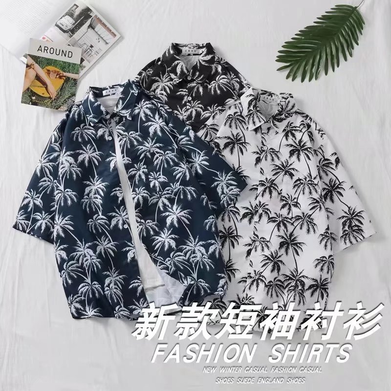 Loose Floral Shirt Men's Hawaiian Wind Beach Trendy Short Sleeve Southeast Asian Foreign Trade Thai Flower Shirt Foreign Trade Loose Floral Shirt Men's Hawaiian Wind Beach Trendy Short Sleeve Southeast Asian Foreign Trade Thai Flower Shirt Foreign Trade