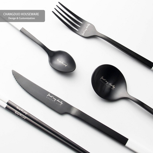 Nordic black and white letters Western food steak knife fork spoon chopsticks creative ins style tableware restaurant hotel supplies distribution