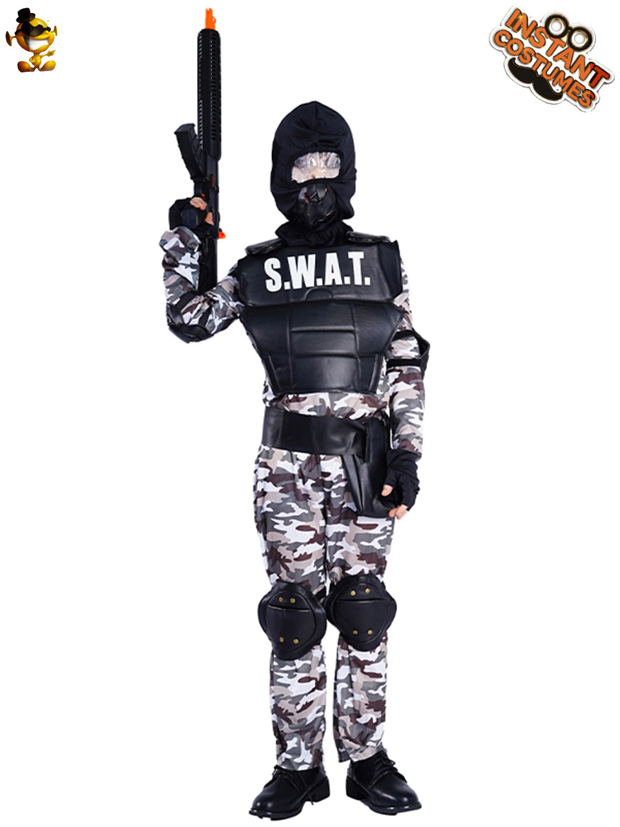 Niños de Halloween niño Fuerzas Especiales del Ejército traje niño SWAT Cosplay