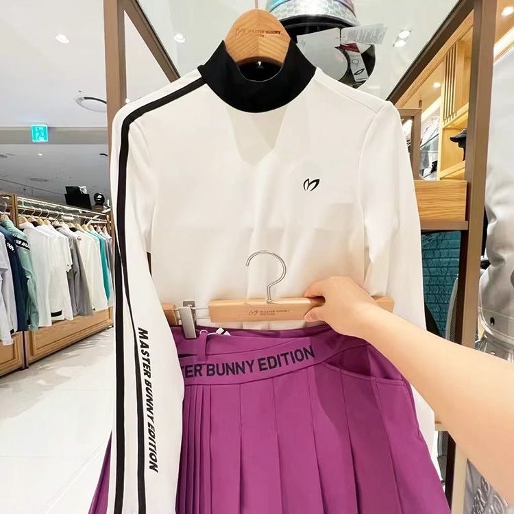 Spring and Summer Golf Clothing Women's Sports Casual Slim Round Neck Quick-Drying Breathable Stretch Golf T-Shirt White