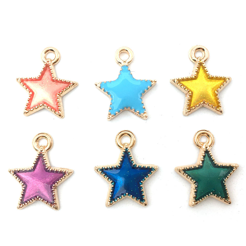 Diy accesorios de joyería coreanos gota de aleación de aceite colgante pequeño pulsera colgante brillante luna estrella globo colgante