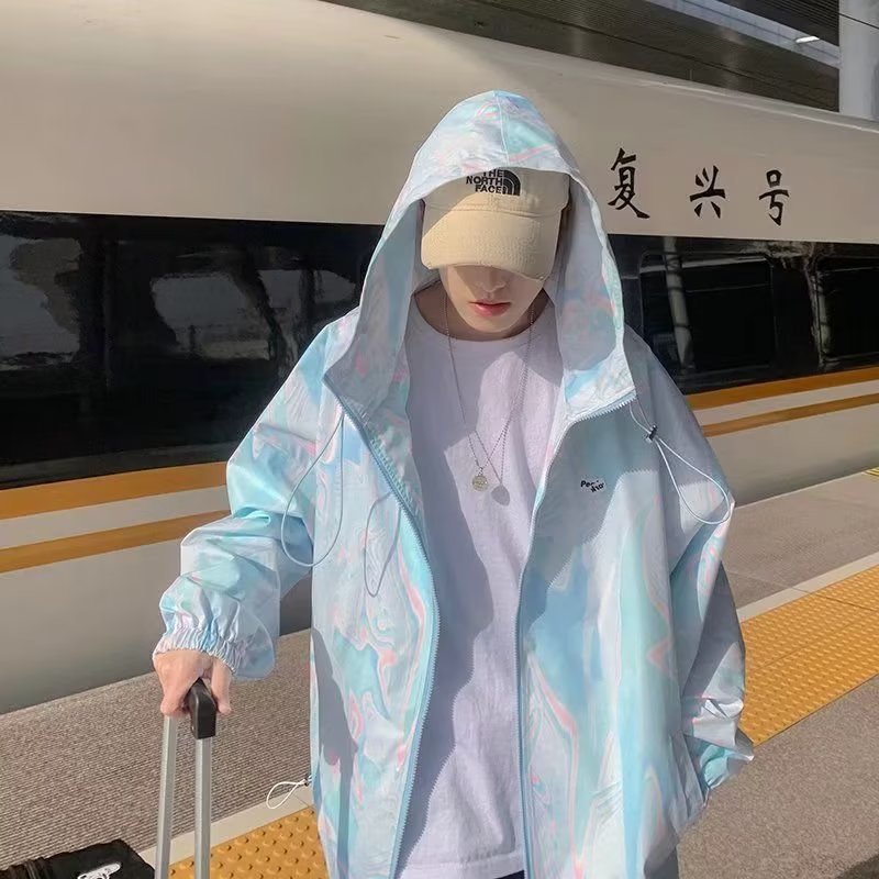 Summer Men's Sunscreen Clothing Thin Fashionable Outdoor Quick-drying Hooded Clothes Handsome Fishing Ultraviolet Protection Loose Jacket