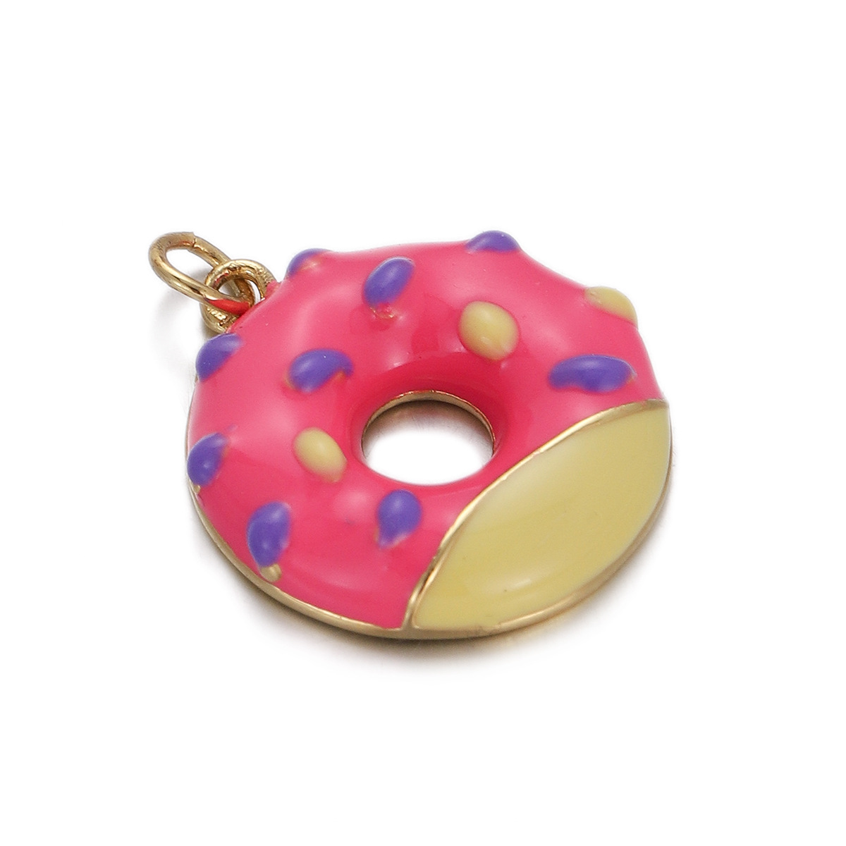 4g Weight Pendant Jewelry Making Type Gold Plated Plating Material Zircon Inlay Material 1 Piece Quantity Holiday Occasion Copper Material Donuts Pattern Women's Gender Enamel Design Simple Style Style 1 Piece Copper Zircon Gold Plated Donuts Pendant 17