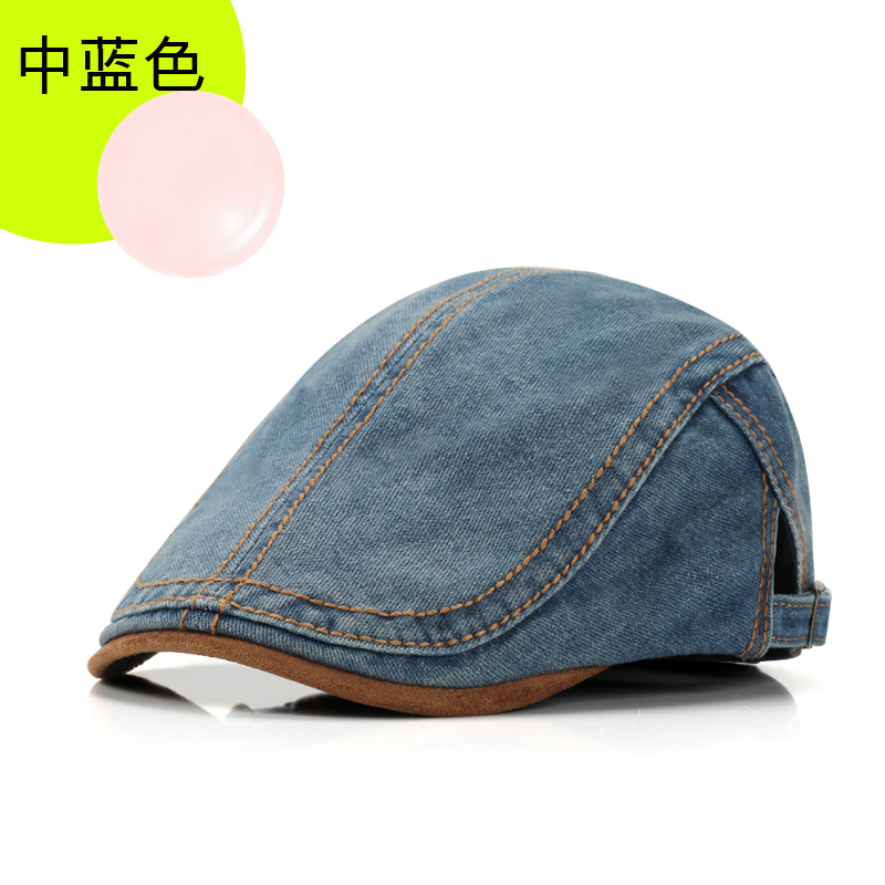 Hombres y mujeres de moda vaquero lavar boina vintage gorra de pato Amazon gorra de peluche transfronteriza gorra de color contrastante image 8