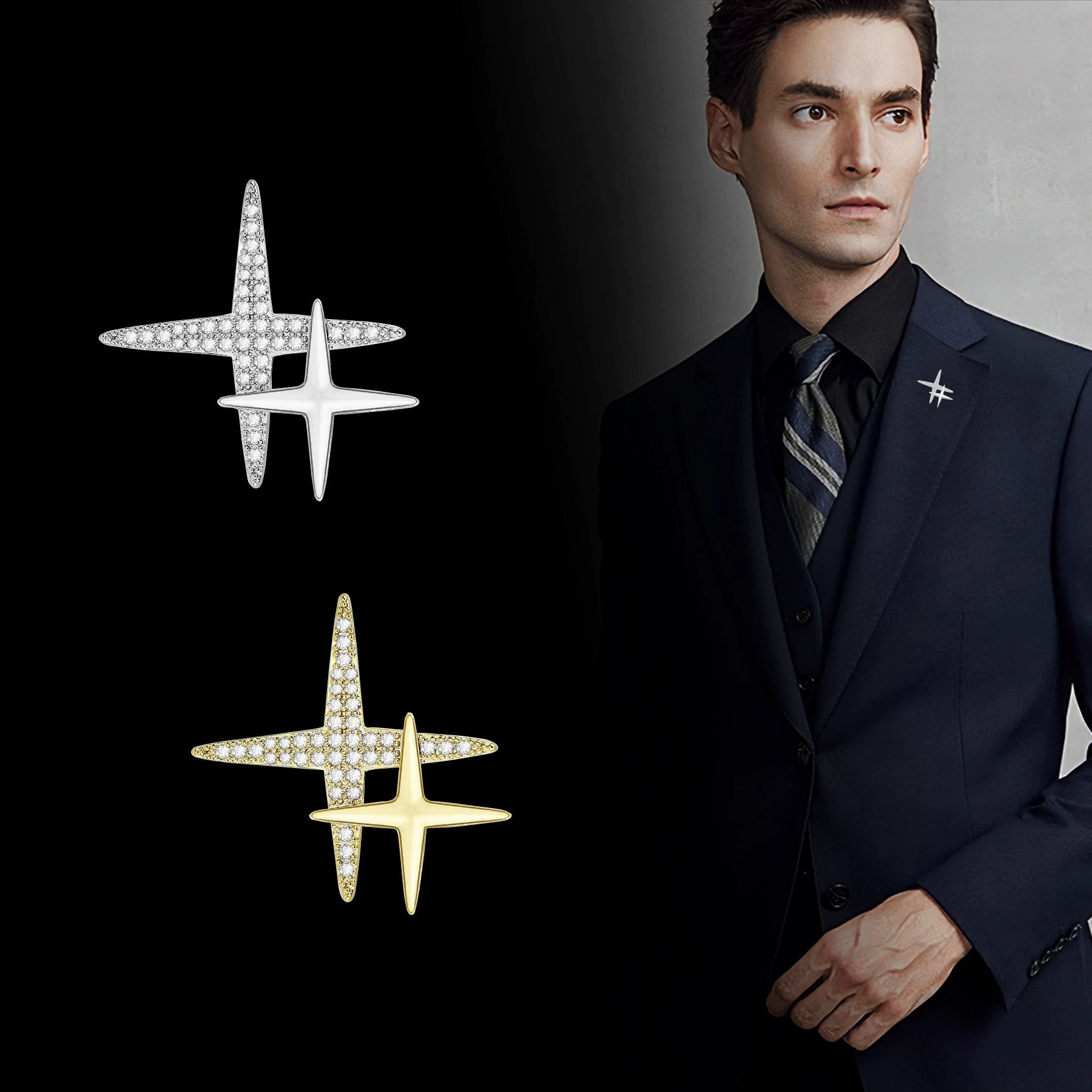 Brooch, elite protective underware with zircon, pin, accessories, high-quality style, micro incrustation