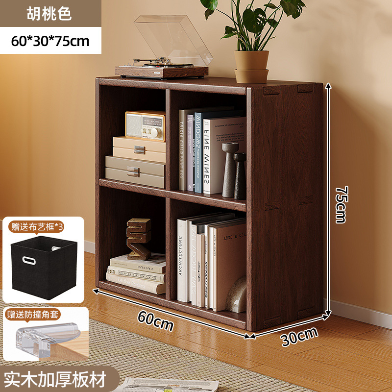 Gabinete de madera maciza con cajón de madera de madera de piso estante de color nuez ocho cuadrones bajo gabinete de almacenamiento