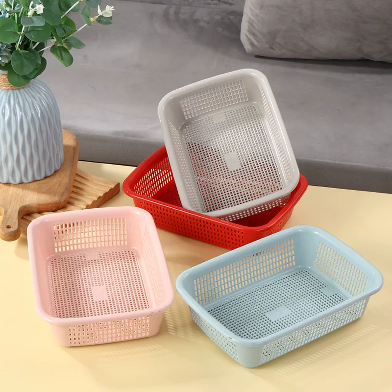 Square plastic basket, fruit and vegetable washing basket, multi-functional storage basket, rice washing basket, rectangular sorting and distribution wholesale