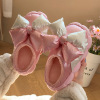 Explosive money lovely bow Cotton slippers Home indoor Autumn and winter Plush keep warm lovers slipper wholesale