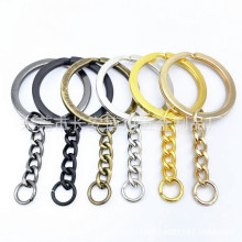 东莞厂家批发平圈加4节磨链镀镍钥匙链金色钥匙圈加链子