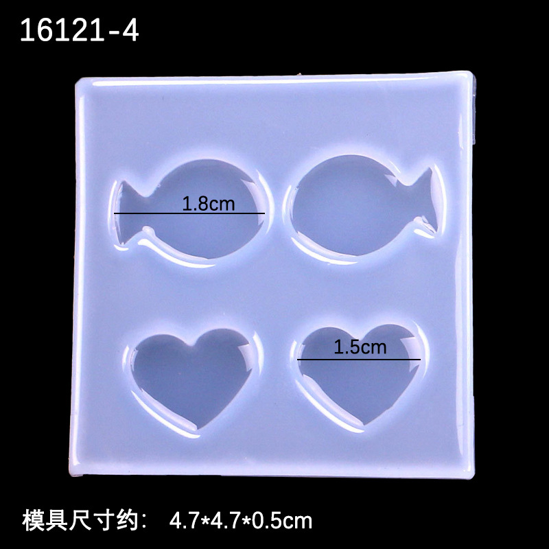 Espejo mini figura Linda silicona molde DIY Stud pendientes colgante epoxi estrella corona peces amor corazón cuadrado redondo