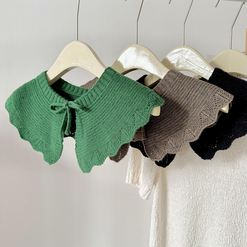 Nuevo chal de punto con cordones con volantes para mujer primavera y otoño desgaste exterior color sólido collar de muñeca reductor de edad cuello protección collar falso decorativo