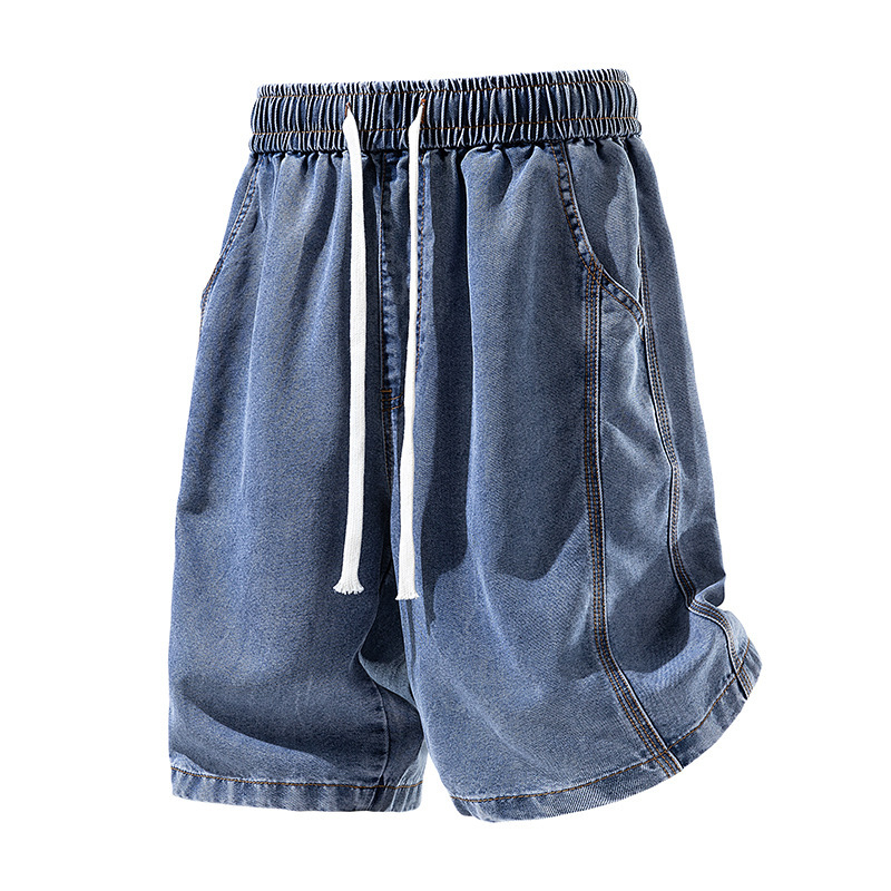 Lyocell ice silk denim shorts for men, loose-fitting mid-length pants, summer thin style, elastic waist, large size, add 3 yuan Lyocell ice silk denim shorts for men, loose-fitting mid-length pants, summer thin style, elastic waist, large size, add 3 yuan