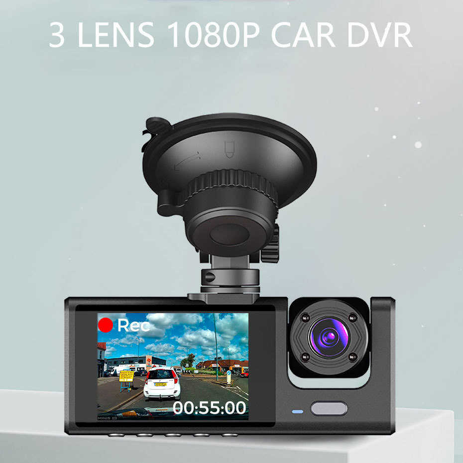 Three-Lens Car Dashcam, New Cross-Border Model, Enhanced Night Vision, Wifi Connectivity for Parking Monitoring