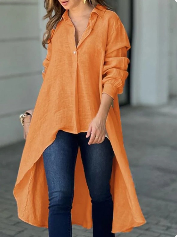 Loose Fit Type Solid Color Pattern Wholesale Women's Streetwear Solid Color Long Sleeve Button Blouses