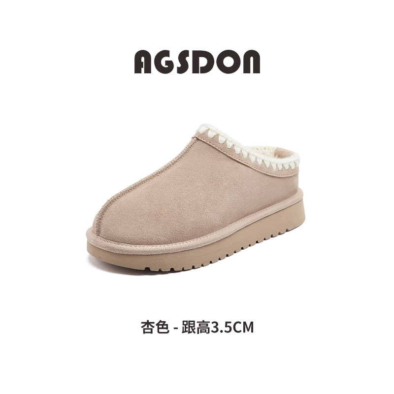 Botas de nieve de baja parte de Augu Lion para mujeres 2025, nuevos zapatos de invierno de terciopelo grueso con un pedazo exterior de pan y algodón