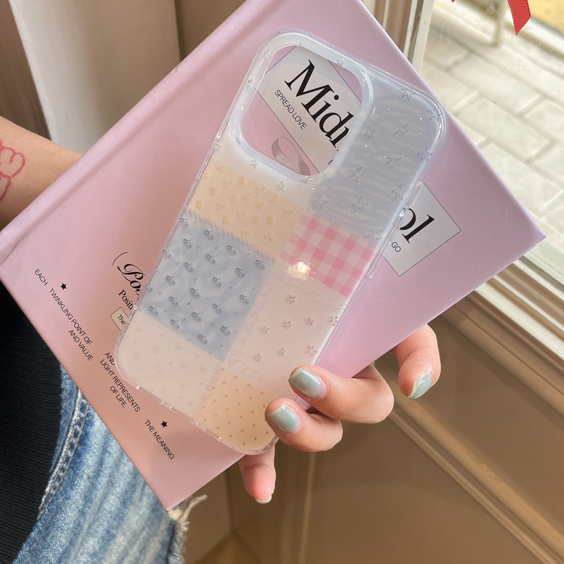 Pequeña fruta a cuadros de costura fresca para iPhone15/16 funda para teléfono móvil 16proMax nicho 15Pro hembra 14