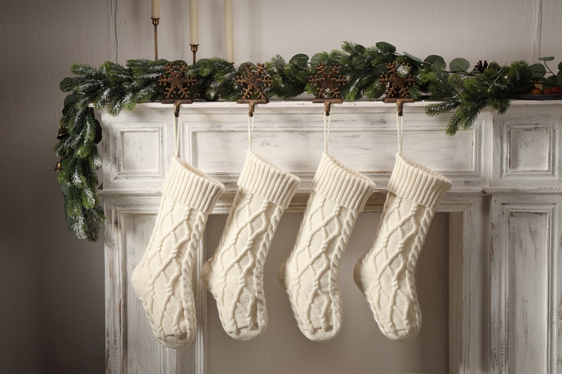 Forniture per ciondoli decorativi in filato da regalo fai da te lavorate a maglia, grande sacchetto per caramelle, doppio set di calzini di Natale a forma di diamante_voghion.com