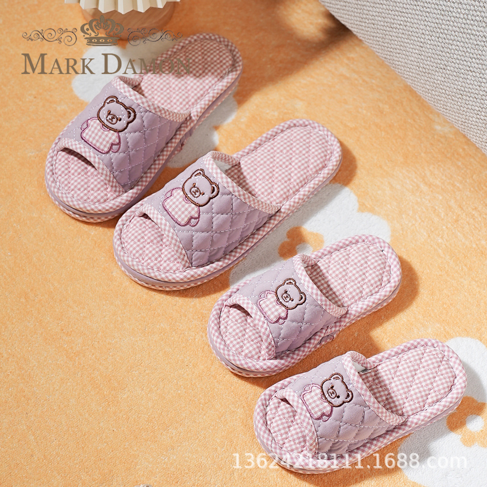 Children and Adults Same Style Anti-Noise Men's and Women's Home Pure Cotton Thickeneded Indoor Simple Three-Layer Bottom Silent Floor Slippers