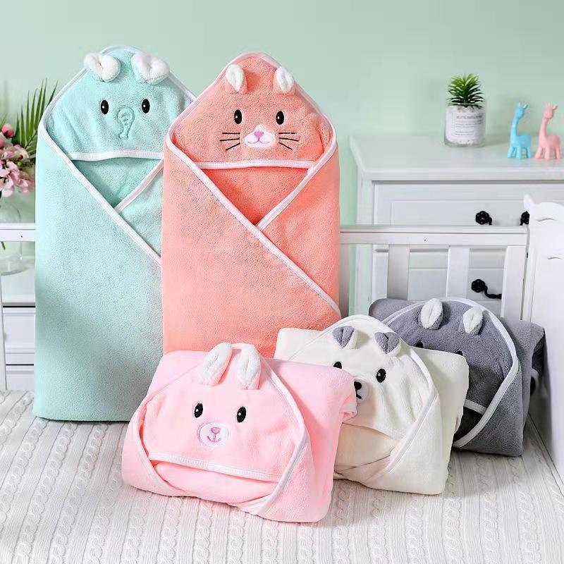 All-purpose baby and children's bath towel cover blanket with cap soft absorbent bath towel lint-free and easier to use than cotton