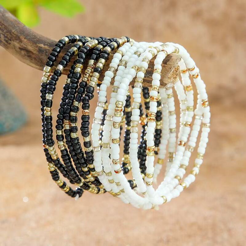Foreign Trade White Gold Seed Bead Bracelets and Anklets, Cross-Border Bohemian Style Jewelry, Daily Accessories Wholesale Foreign Trade White Gold Seed Bead Bracelets and Anklets, Cross-Border Bohemian Style Jewelry, Daily Accessories Wholesale