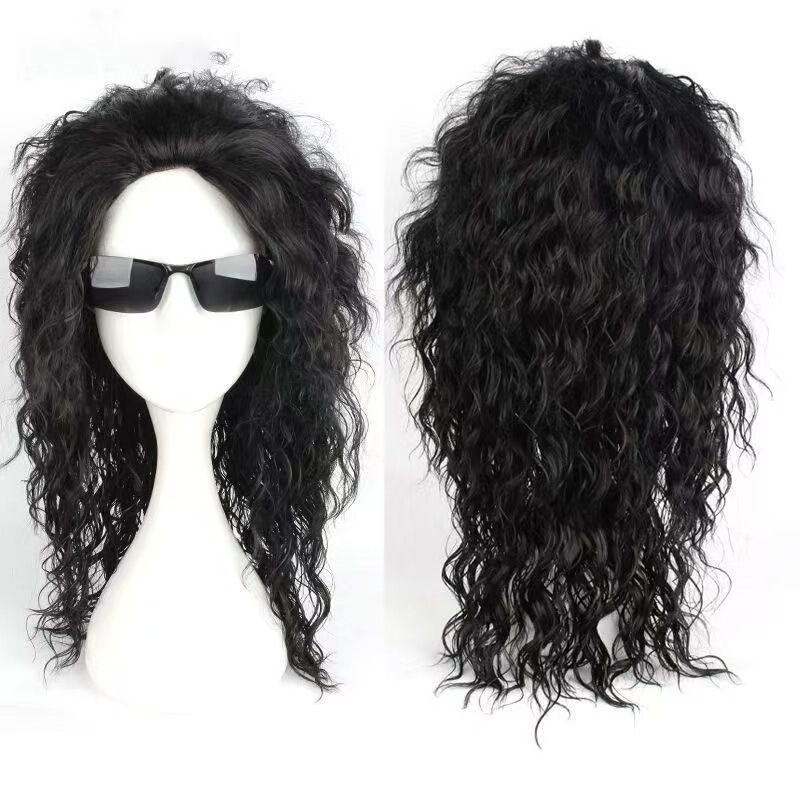 MJ Michael Jackson Wig, Medium Length, for Mechanical Dance, Imitation Show, Stage, COS Special Role Play