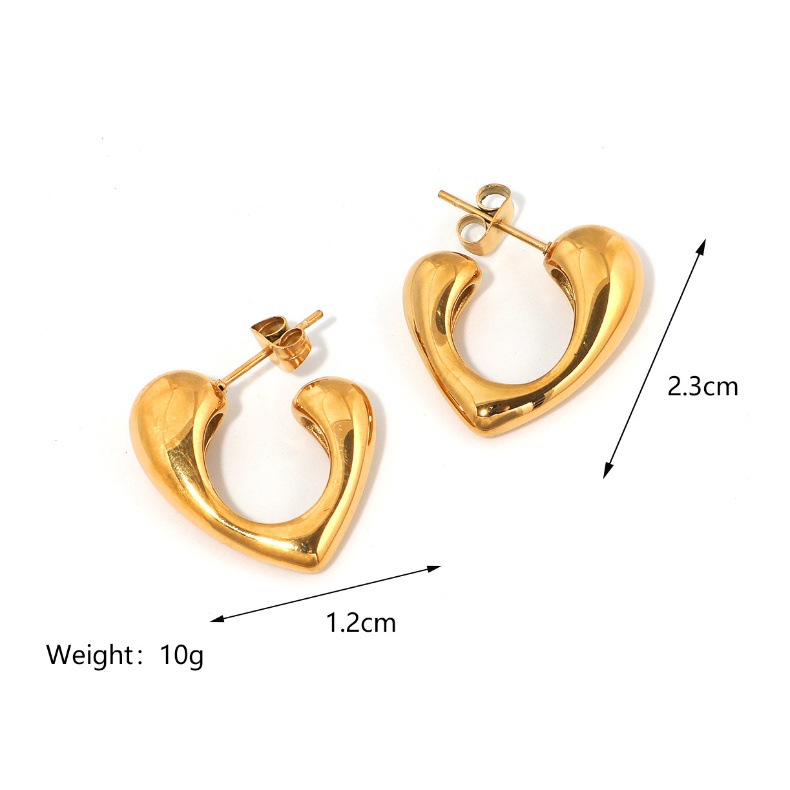 25g Weight PVD Coated Gold Plating Process 304 Stainless Steel Ear Needle Material Real Gold Plated Plating Material Ear Studs Classification Butterfly Backs Ear Cap Type 1 Pair Quantity Holiday, Daily Occasion 304 Stainless Steel Material Heart Shape Pattern All Seasons Season Women's Gender Plating Design Elegant, Cute Style 1 Pair Elegant Cute Heart Shape Plating 304 Stainless Steel 18K Gold Plated Butterfly Backs Ear Studs 6